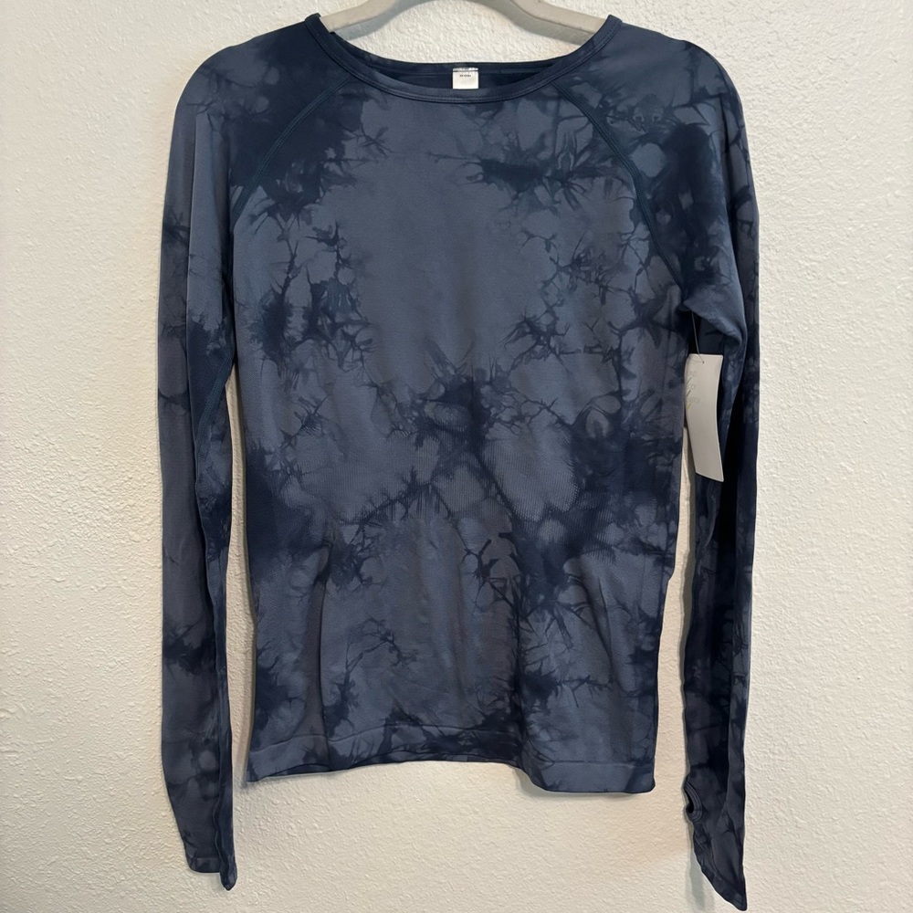 NWT Zella Top Womens M Navy Eclipse Tie Dye Compression Seamless active wear